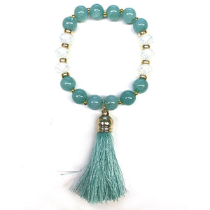 Mixed Stretch Bracelet with Tassel