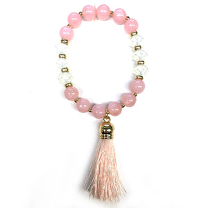 Mixed Stretch Bracelet with Tassel