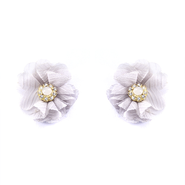 Fabric Petal Flower Stud Earrings