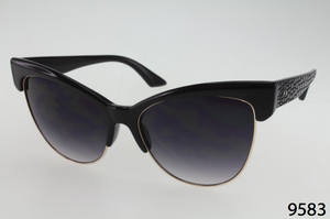 Metal And Plastic Winged Cateye Sunglasses