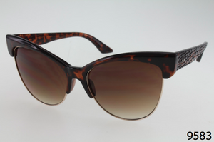 Metal And Plastic Winged Cateye Sunglasses