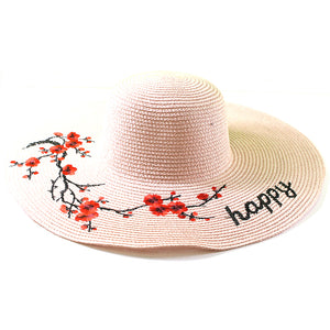 "Happy" Floral Branches Sun Hat