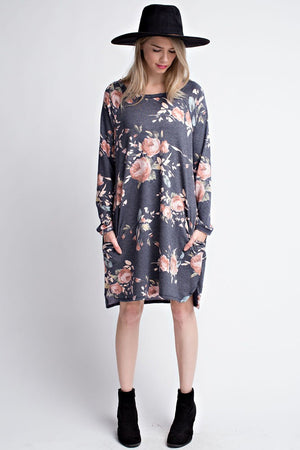 Floral Print French Terry Tunic Dress