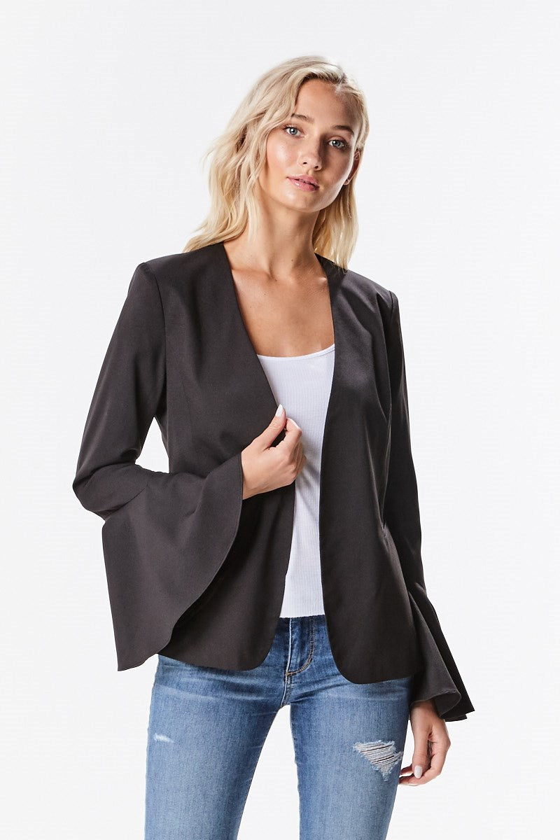 Ruffle Sleeve Blazer Tias Place - Main Image