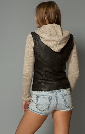 Faux Leather & Knit Jacket