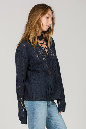 Lace UP Front Knit Sweater