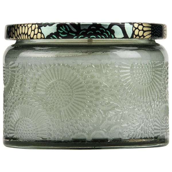 PETITE EMBOSSED GLASS JAR CANDLE FRENCH CADE LAVENDER