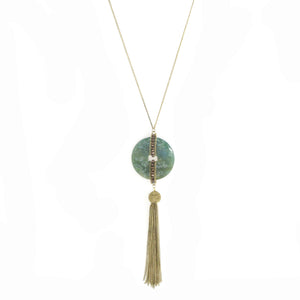 Jade & Fringe Pendant Necklace