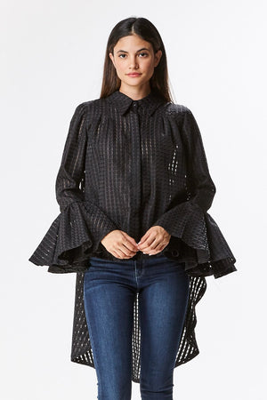 Hi-Low Oversized Textured Blouse