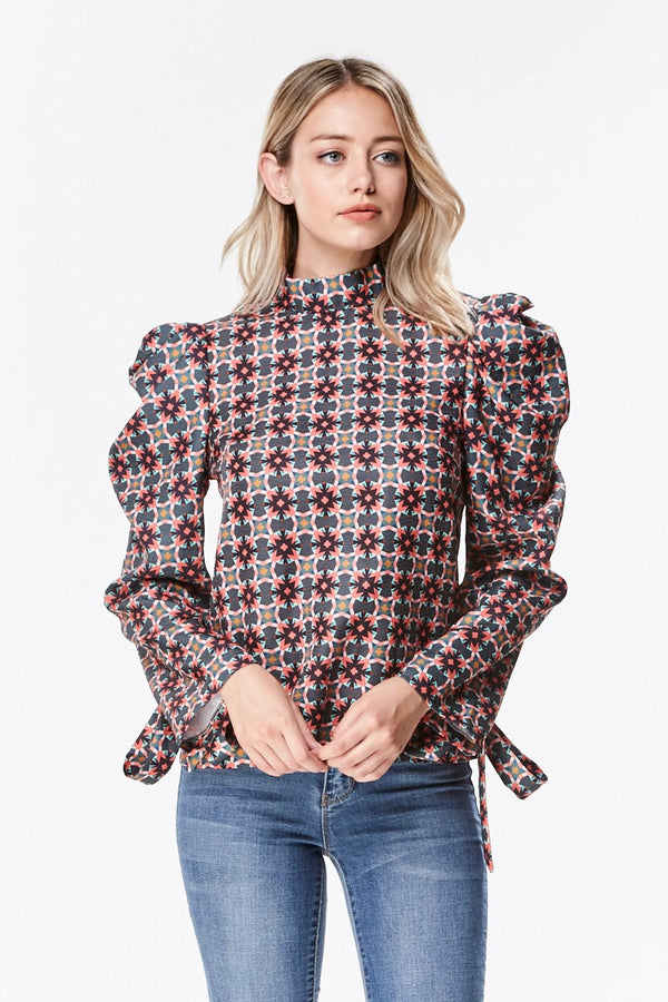 Printed Victorian Puff Sleeve Blouse