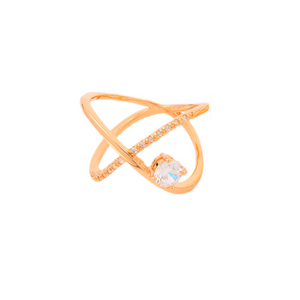 Criss Cross Band with Solitaire Ring