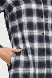 Button Down Plaid Shirt Dress with Pockets