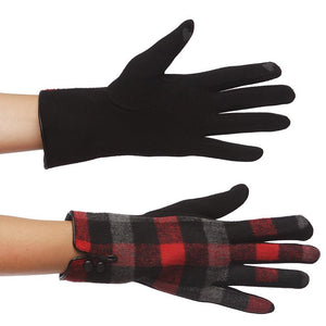 Plaid Gloves with Buckle