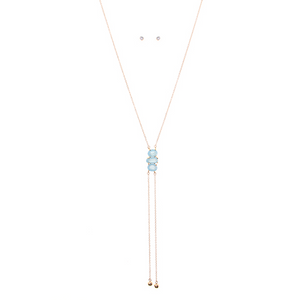 Tri Jewel Drop Necklace