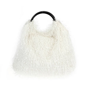 Ring Handle Ostritch Fringe Tote