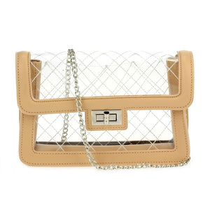 Clear Quilted Purse with Chain Strap