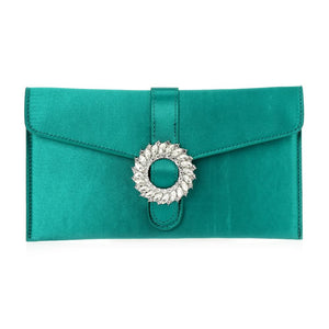 Satin Envelope Clutch with Broach