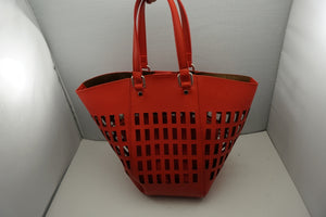 CUTOUT TOTE WITH INTERIOR POUCH