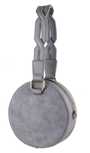 Faux Suede Circle Bag with Braided Wristlet