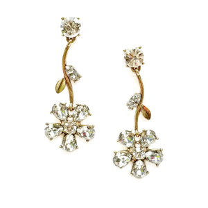 Hanging Diamond Flower Earrings