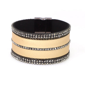 Leather & Crystal Cuff Bracelet