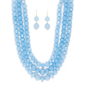 Triple Layered Crystal Bead Necklace