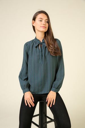 Bow Tie Printed Blouse