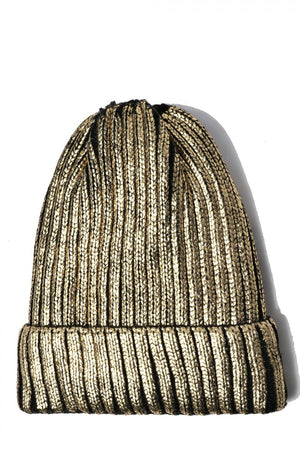 Metalic Ribbed Knit Cap