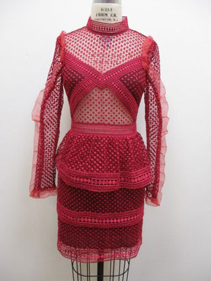 Peek-A-Boo Tiered Lace Ruffle Dress
